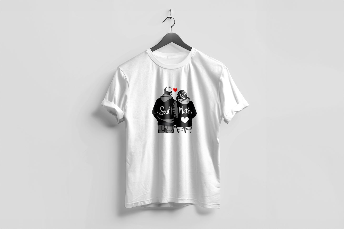 Valentine’s Day Matching Couple T-Shirts – Stylish Half Sleeve Custom Printed Tees for Him & Her – Heart-Themed Romantic Gifts – Premium Cotton Apparel – Perfect Valentine’s Day Gift (Pack of - 2)