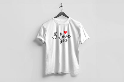 Valentine’s Day Matching Couple T-Shirts – Stylish Half Sleeve Custom Printed Tees for Him & Her – Heart-Themed Romantic Gifts – Premium Cotton Apparel – Perfect Valentine’s Day Gift (Pack of - 2)