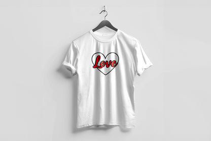 Valentine’s Day Matching Couple T-Shirts – Stylish Half Sleeve Custom Printed Tees for Him & Her – Heart-Themed Romantic Gifts – Premium Cotton Apparel – Perfect Valentine’s Day Gift (Pack of - 2)