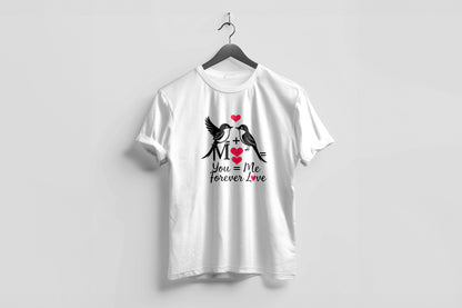 Valentine’s Day Matching Couple T-Shirts – Stylish Half Sleeve Custom Printed Tees for Him & Her – Heart-Themed Romantic Gifts – Premium Cotton Apparel – Perfect Valentine’s Day Gift (Pack of - 2)