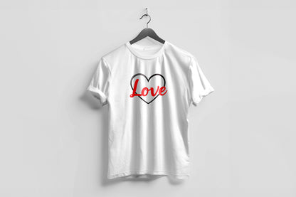 Valentine’s Day Matching Couple T-Shirts – Stylish Half Sleeve Custom Printed Tees for Him & Her – Heart-Themed Romantic Gifts – Premium Cotton Apparel – Perfect Valentine’s Day Gift (Pack of - 2)