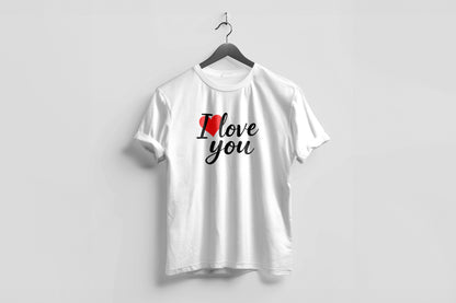 Valentine’s Day Matching Couple T-Shirts – Stylish Half Sleeve Custom Printed Tees for Him & Her – Heart-Themed Romantic Gifts – Premium Cotton Apparel – Perfect Valentine’s Day Gift (Pack of - 2)