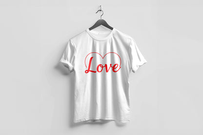 Valentine’s Day Matching Couple T-Shirts – Stylish Half Sleeve Custom Printed Tees for Him & Her – Heart-Themed Romantic Gifts – Premium Cotton Apparel – Perfect Valentine’s Day Gift (Pack of - 2)