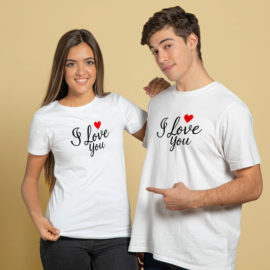 Valentine’s Day Matching Couple T-Shirts – Stylish Half Sleeve Custom Printed Tees for Him & Her – Heart-Themed Romantic Gifts – Premium Cotton Apparel – Perfect Valentine’s Day Gift (Pack of - 2)