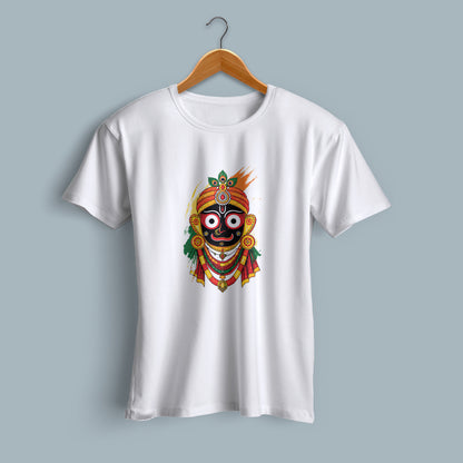 Flat Lay Lord Jagannath Printed White Cotton T-Shirt | Binayak Stores