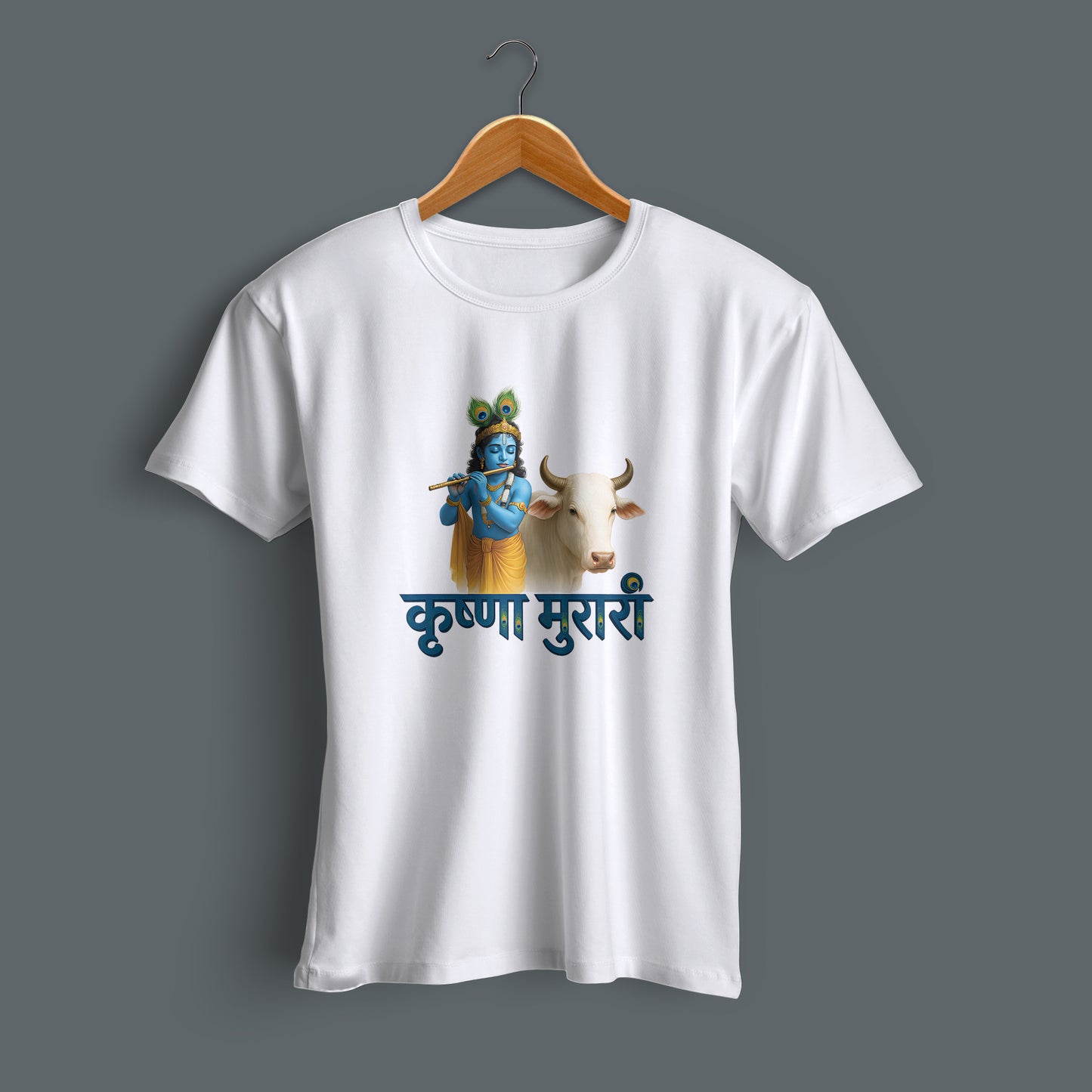 Bansidhar printed white premium cotton round neck T-shirt side view | Binayak Stores