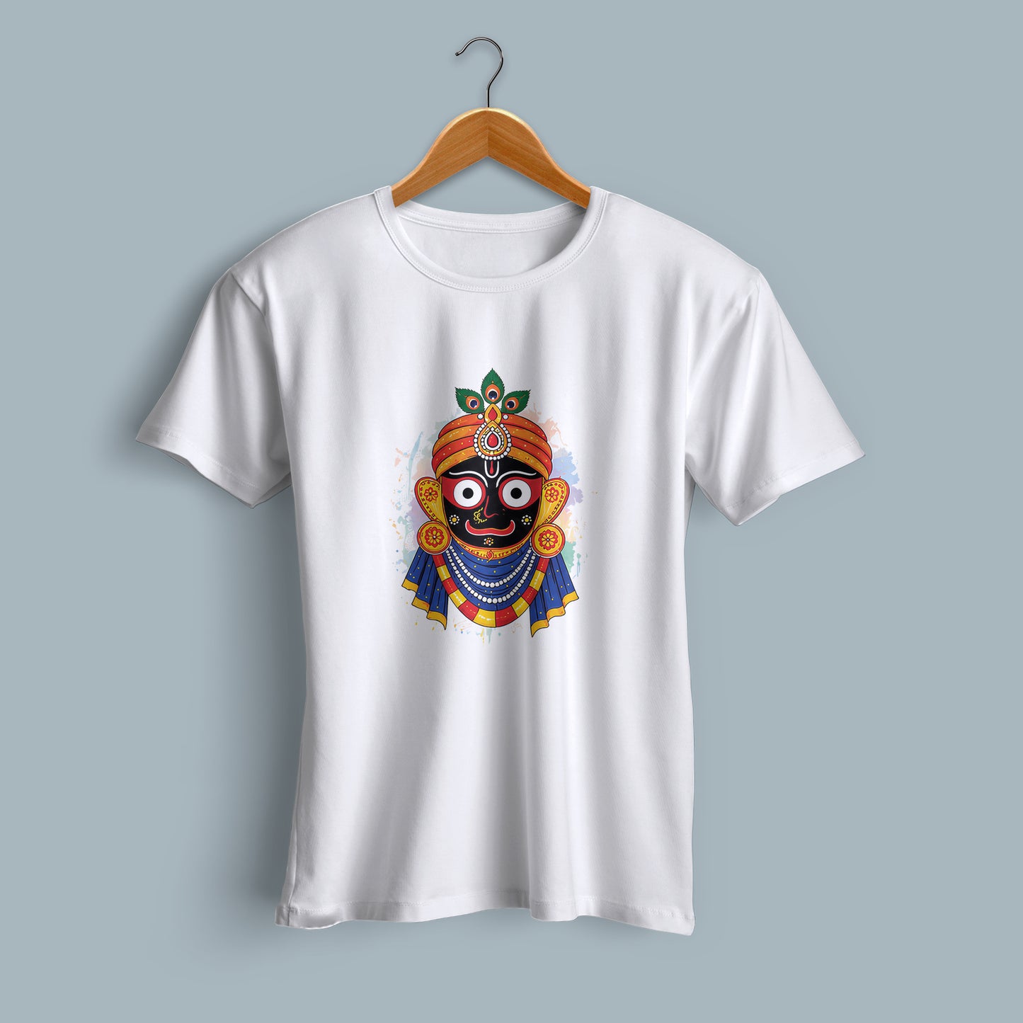 White Jai Jagannath Printed T-Shirt Flat Lay - Premium Cotton | Binayak Stores
