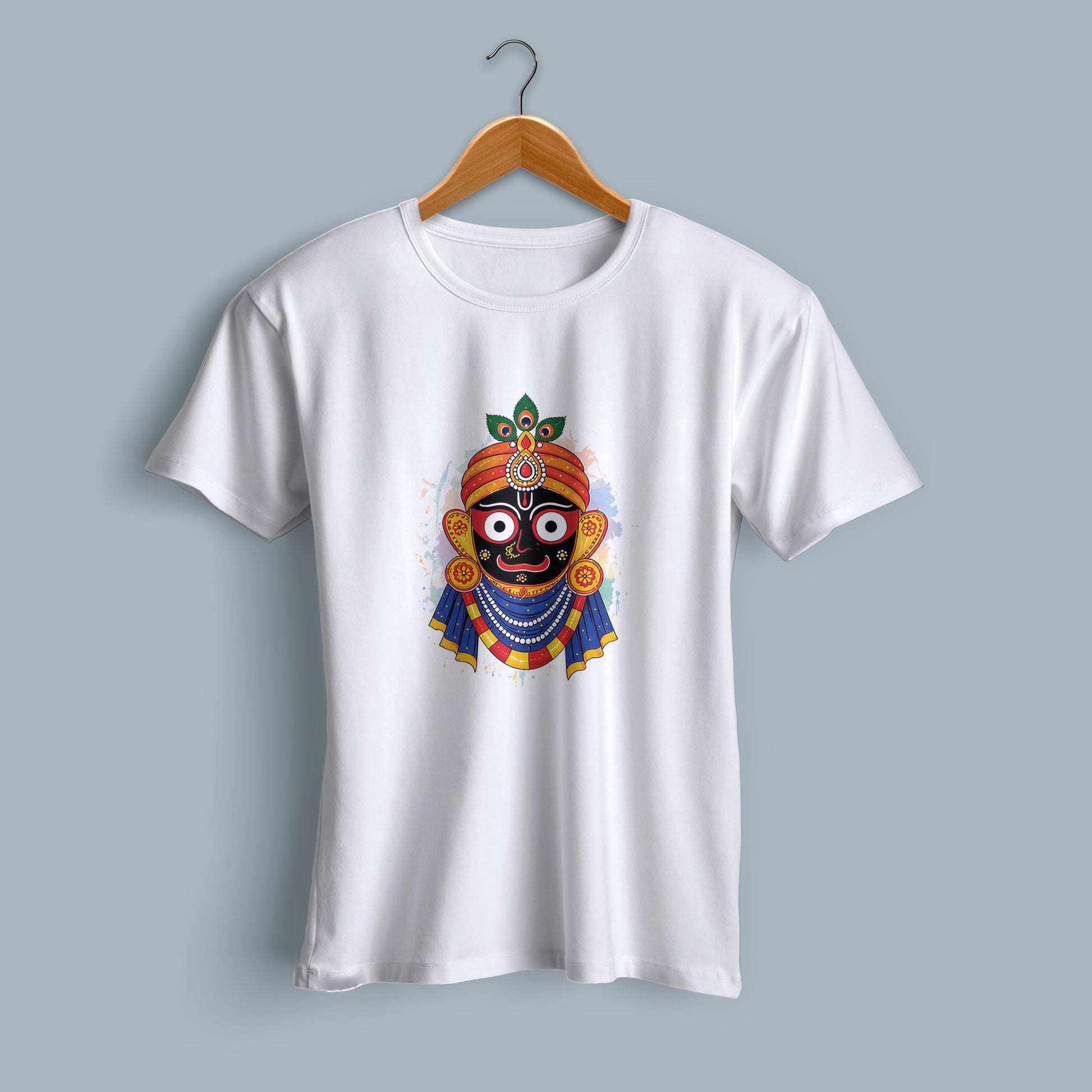 White Jai Jagannath Printed T-Shirt Flat Lay - Premium Cotton | Binayak Stores
