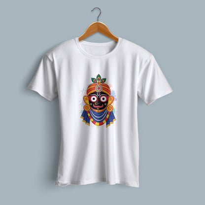 White Jai Jagannath Printed T-Shirt Flat Lay - Premium Cotton | Binayak Stores
