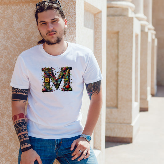 Premium 100% Cotton Alphabet Print T-Shirts for Men - M