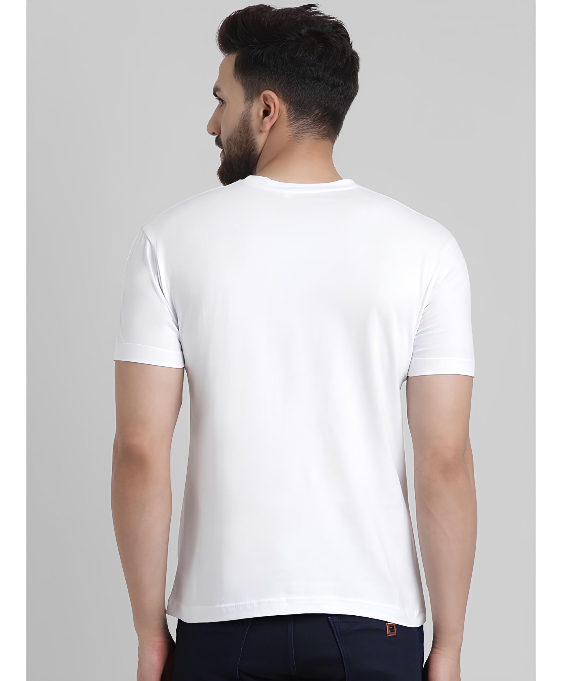 Back View of Jagannath Puri Printed White Cotton T-Shirt | Binayak Stores