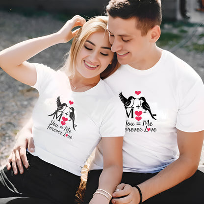 Valentine’s Day Matching Couple T-Shirts – Stylish Half Sleeve Custom Printed Tees for Him & Her – Heart-Themed Romantic Gifts – Premium Cotton Apparel – Perfect Valentine’s Day Gift (Pack of - 2)
