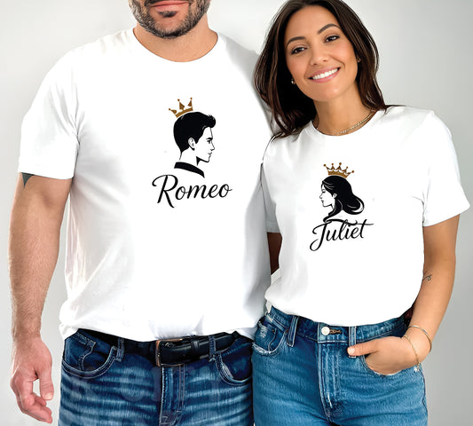 Valentine’s Day Matching Couple T-Shirts – Stylish Half Sleeve Custom Printed Tees for Him & Her – Heart-Themed Romantic Gifts – Premium Cotton Apparel – Perfect Valentine’s Day Gift (Pack of - 2)