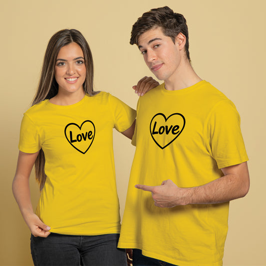 Valentine’s Day Matching Couple T-Shirts – Stylish Half Sleeve Custom Printed Tees for Him & Her – Heart-Themed Romantic Gifts – Premium Cotton Apparel – Perfect Valentine’s Day Gift (Pack of - 2)