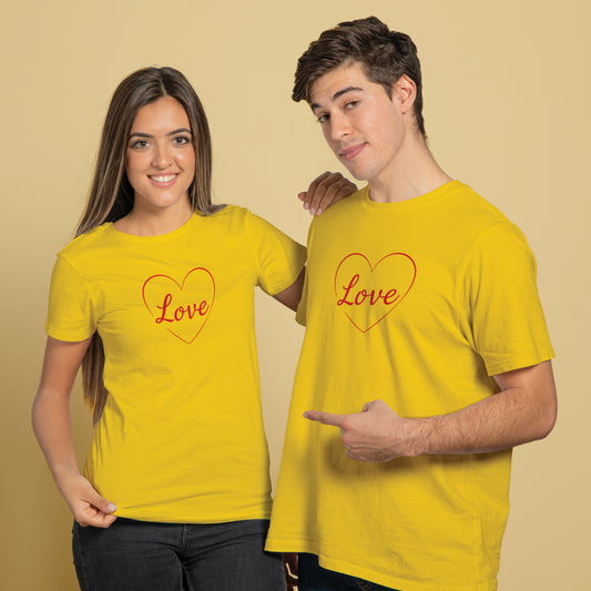 Valentine’s Day Matching Couple T-Shirts – Stylish Half Sleeve Custom Printed Tees for Him & Her – Heart-Themed Romantic Gifts – Premium Cotton Apparel – Perfect Valentine’s Day Gift (Pack of - 2)