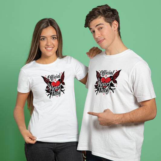 Valentine’s Day Matching Couple T-Shirts – Stylish Half Sleeve Custom Printed Tees for Him & Her – Heart-Themed Romantic Gifts – Premium Cotton Apparel – Perfect Valentine’s Day Gift (Pack of - 2)