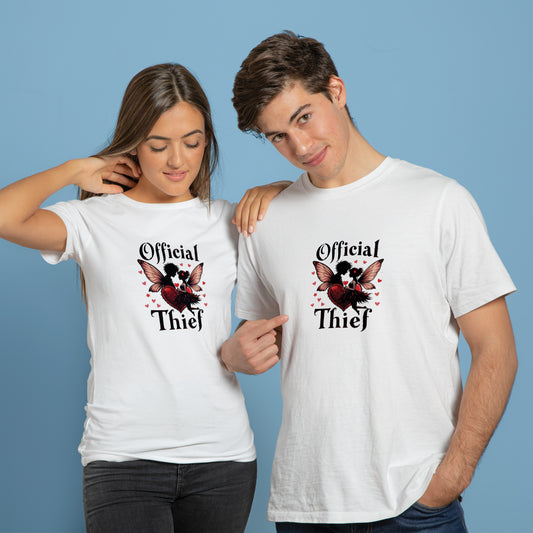 Valentine’s Day Matching Couple T-Shirts – Stylish Half Sleeve Custom Printed Tees for Him & Her – Heart-Themed Romantic Gifts – Premium Cotton Apparel – Perfect Valentine’s Day Gift (Pack of - 2)