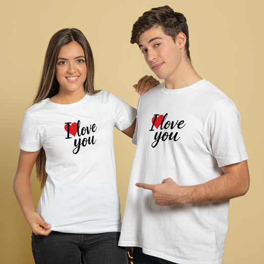 Valentine’s Day Matching Couple T-Shirts – Stylish Half Sleeve Custom Printed Tees for Him & Her – Heart-Themed Romantic Gifts – Premium Cotton Apparel – Perfect Valentine’s Day Gift (Pack of - 2)