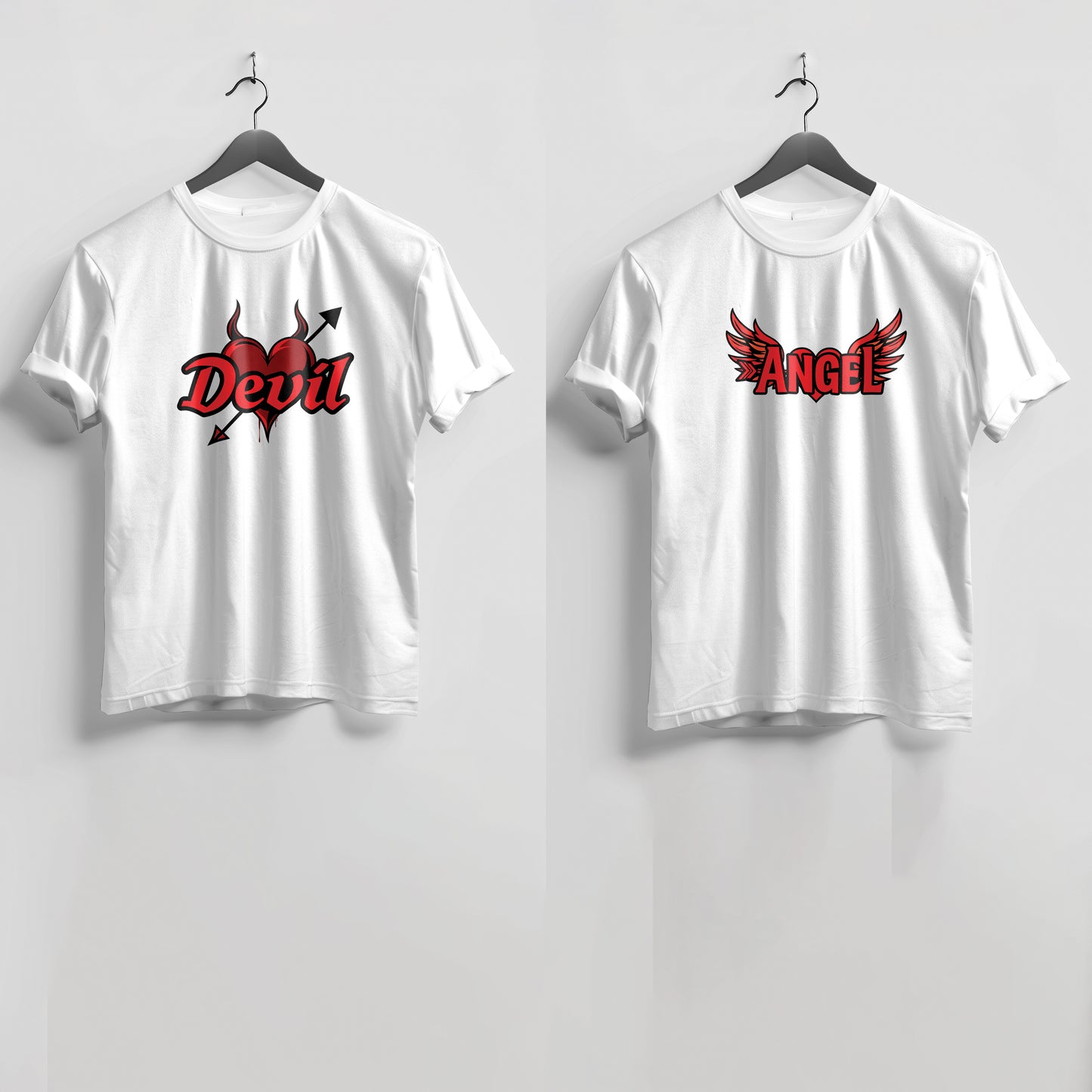 Valentine’s Day Matching Couple T-Shirts – Stylish Half Sleeve Custom Printed Tees for Him & Her – Heart-Themed Romantic Gifts – Premium Cotton Apparel – Perfect Valentine’s Day Gift (Pack of - 2)