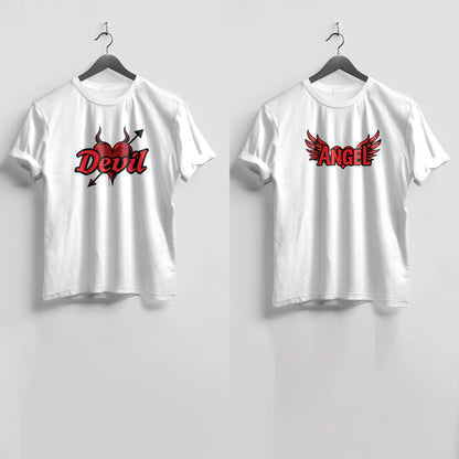 Valentine’s Day Matching Couple T-Shirts – Stylish Half Sleeve Custom Printed Tees for Him & Her – Heart-Themed Romantic Gifts – Premium Cotton Apparel – Perfect Valentine’s Day Gift (Pack of - 2)