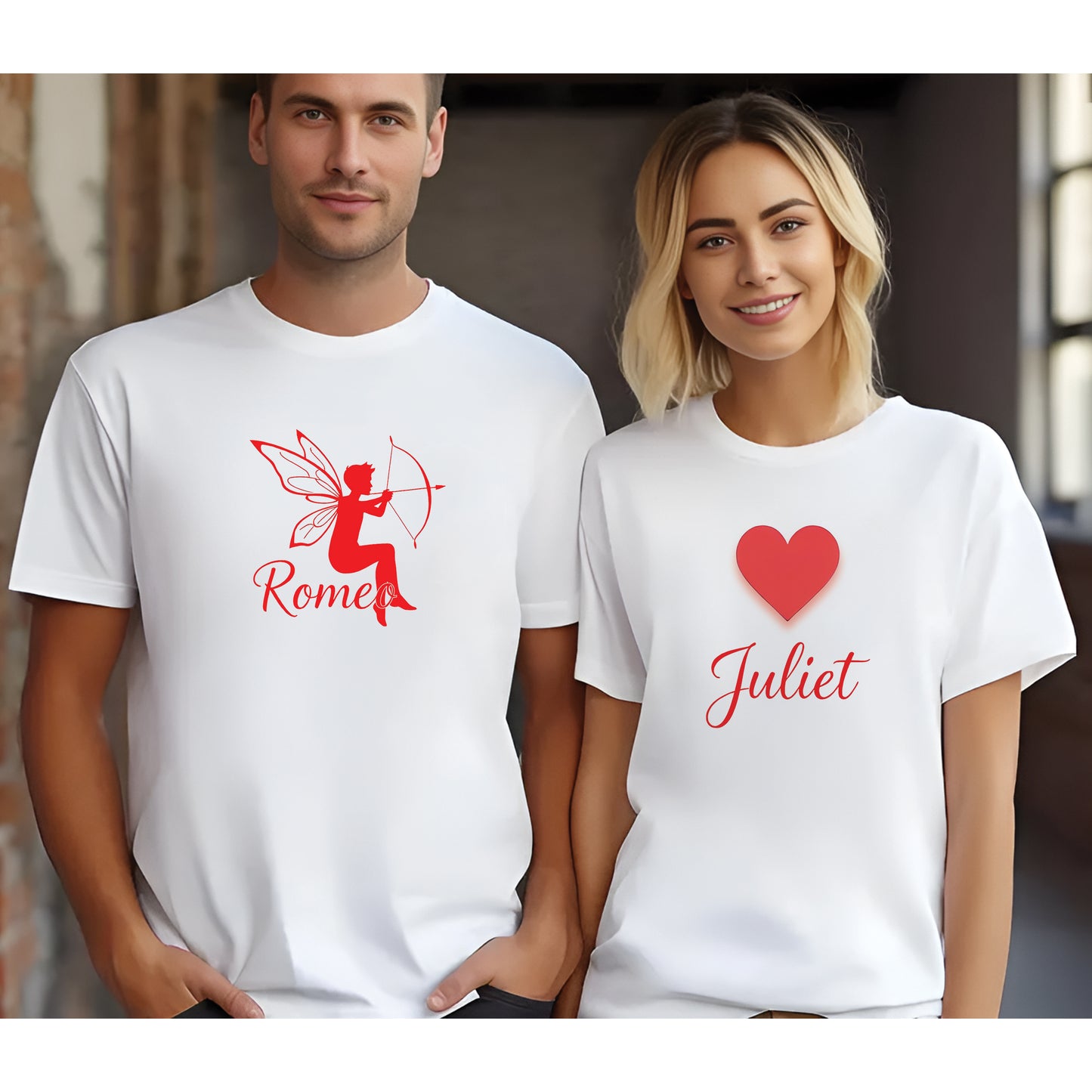 Valentine’s Day Matching Couple T-Shirts – Stylish Half Sleeve Custom Printed Tees for Him & Her – Heart-Themed Romantic Gifts – Premium Cotton Apparel – Perfect Valentine’s Day Gift (Pack of - 2)