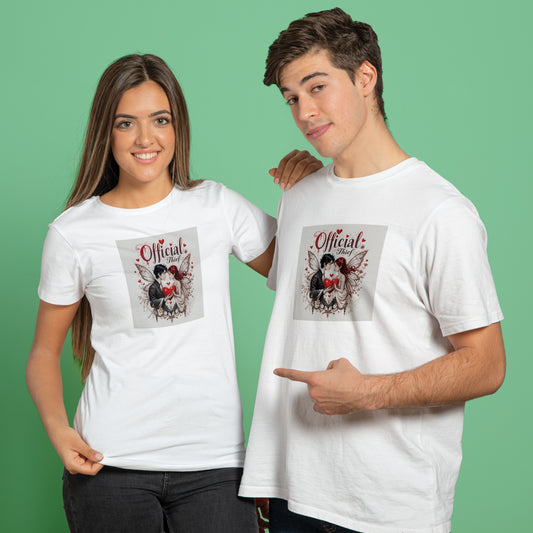Valentine’s Day Matching Couple T-Shirts – Stylish Half Sleeve Custom Printed Tees for Him & Her – Heart-Themed Romantic Gifts – Premium Cotton Apparel – Perfect Valentine’s Day Gift (Pack of - 2)