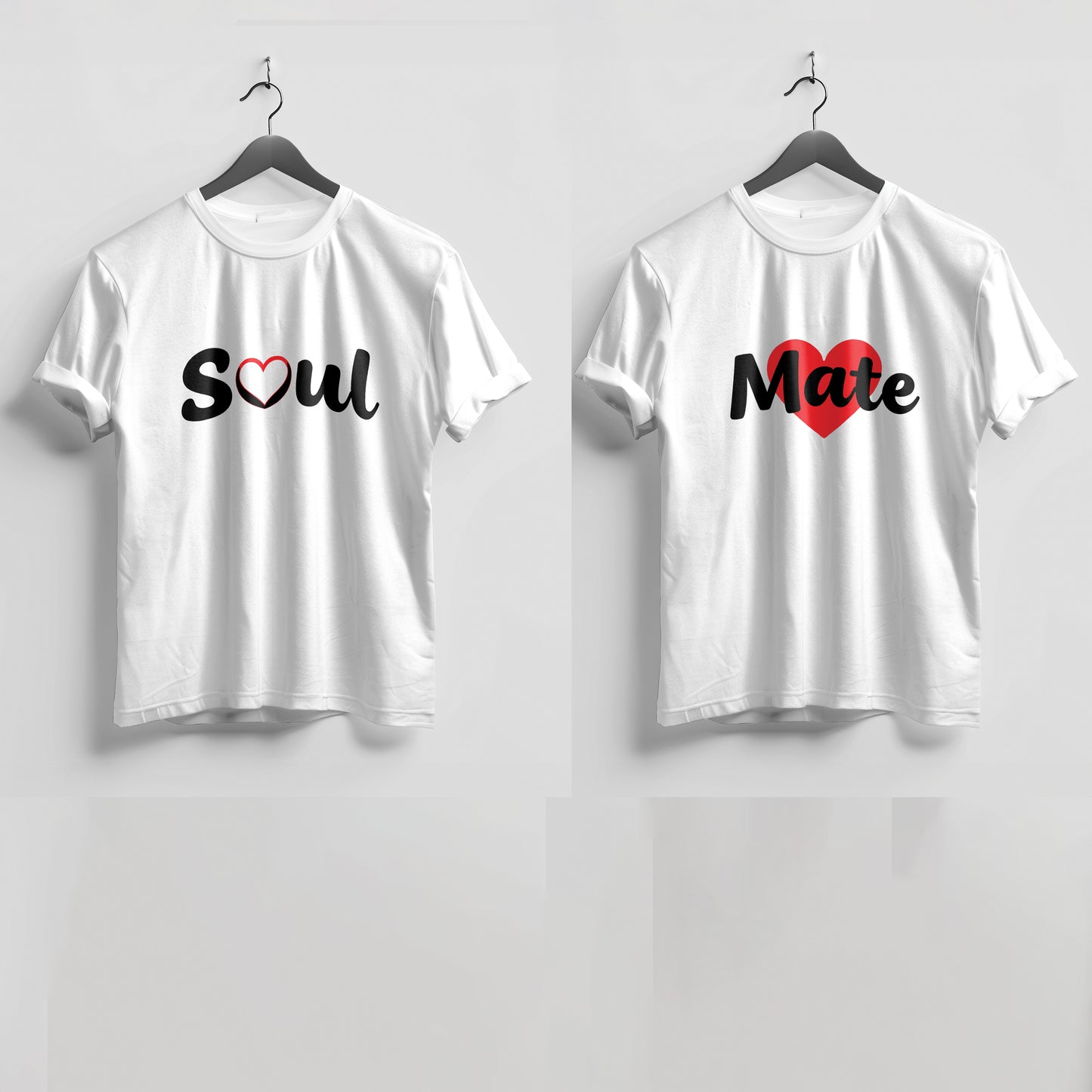 Valentine’s Day Matching Couple T-Shirts – Stylish Half Sleeve Custom Printed Tees for Him & Her – Heart-Themed Romantic Gifts – Premium Cotton Apparel – Perfect Valentine’s Day Gift (Pack of - 2)
