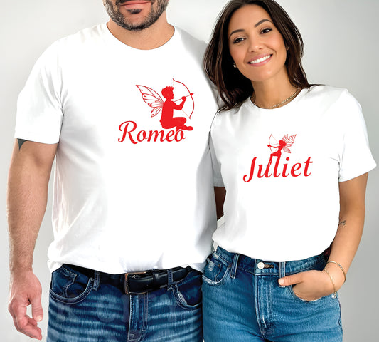 Valentine’s Day Matching Couple T-Shirts – Stylish Half Sleeve Custom Printed Tees for Him & Her – Heart-Themed Romantic Gifts – Premium Cotton Apparel – Perfect Valentine’s Day Gift (Pack of - 2)