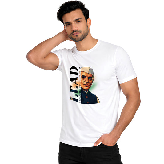 Independence Day T Shirt for Men Cotton Round Neck Half Sleeve - Jawaharlal Nehru