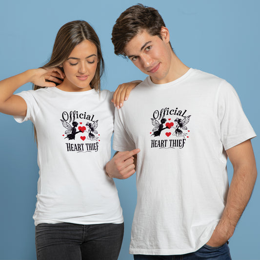 Valentine’s Day Matching Couple T-Shirts – Stylish Half Sleeve Custom Printed Tees for Him & Her – Heart-Themed Romantic Gifts – Premium Cotton Apparel – Perfect Valentine’s Day Gift (Pack of - 2)