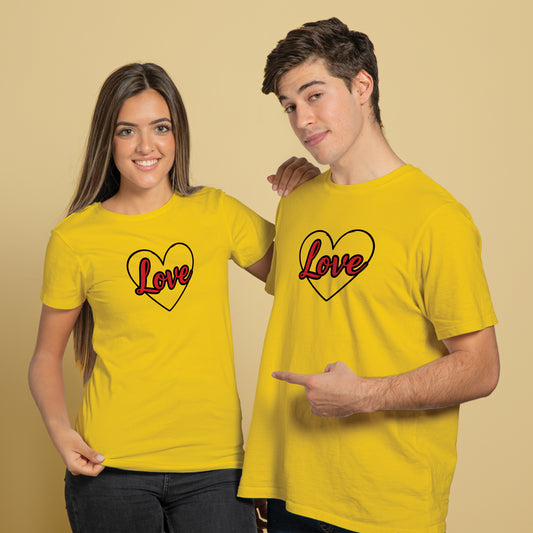 Valentine’s Day Matching Couple T-Shirts – Stylish Half Sleeve Custom Printed Tees for Him & Her – Heart-Themed Romantic Gifts – Premium Cotton Apparel – Perfect Valentine’s Day Gift (Pack of - 2)
