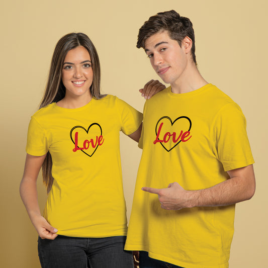Valentine’s Day Matching Couple T-Shirts – Stylish Half Sleeve Custom Printed Tees for Him & Her – Heart-Themed Romantic Gifts – Premium Cotton Apparel – Perfect Valentine’s Day Gift (Pack of - 2)