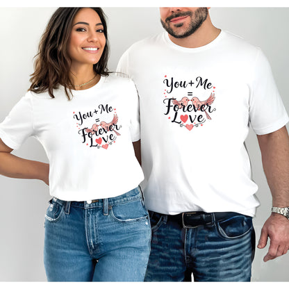 Valentine’s Day Matching Couple T-Shirts – Stylish Half Sleeve Custom Printed Tees for Him & Her – Heart-Themed Romantic Gifts – Premium Cotton Apparel – Perfect Valentine’s Day Gift (Pack of - 2)