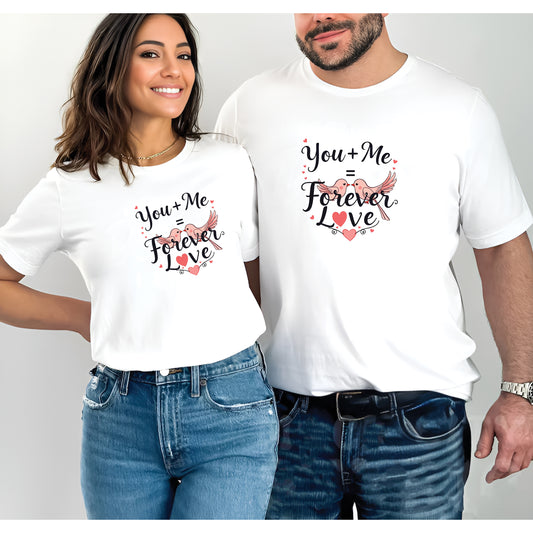 Valentine’s Day Matching Couple T-Shirts – Stylish Half Sleeve Custom Printed Tees for Him & Her – Heart-Themed Romantic Gifts – Premium Cotton Apparel – Perfect Valentine’s Day Gift (Pack of - 2)