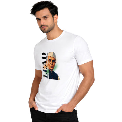 Independence Day T Shirt for Men Cotton Round Neck Half Sleeve - Jawaharlal Nehru