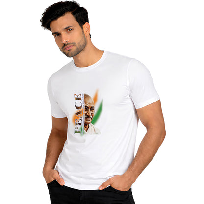 Independence Day T Shirt for Men Cotton Round Neck Half Sleeve - Mahatma Gandhi