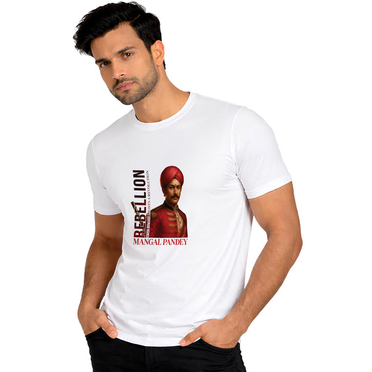 Independence Day T Shirt for Men Cotton Round Neck Half Sleeve - Mangal Pandey