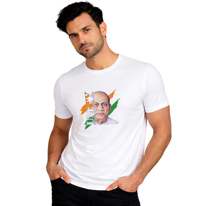 Independence Day T Shirt for Men Cotton Round Neck Half Sleeve - Sardar Vallabhbhai Patel