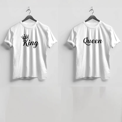 Valentine’s Day Matching Couple T-Shirts – Stylish Half Sleeve Custom Printed Tees for Him & Her – Heart-Themed Romantic Gifts – Premium Cotton Apparel – Perfect Valentine’s Day Gift (Pack of - 2)