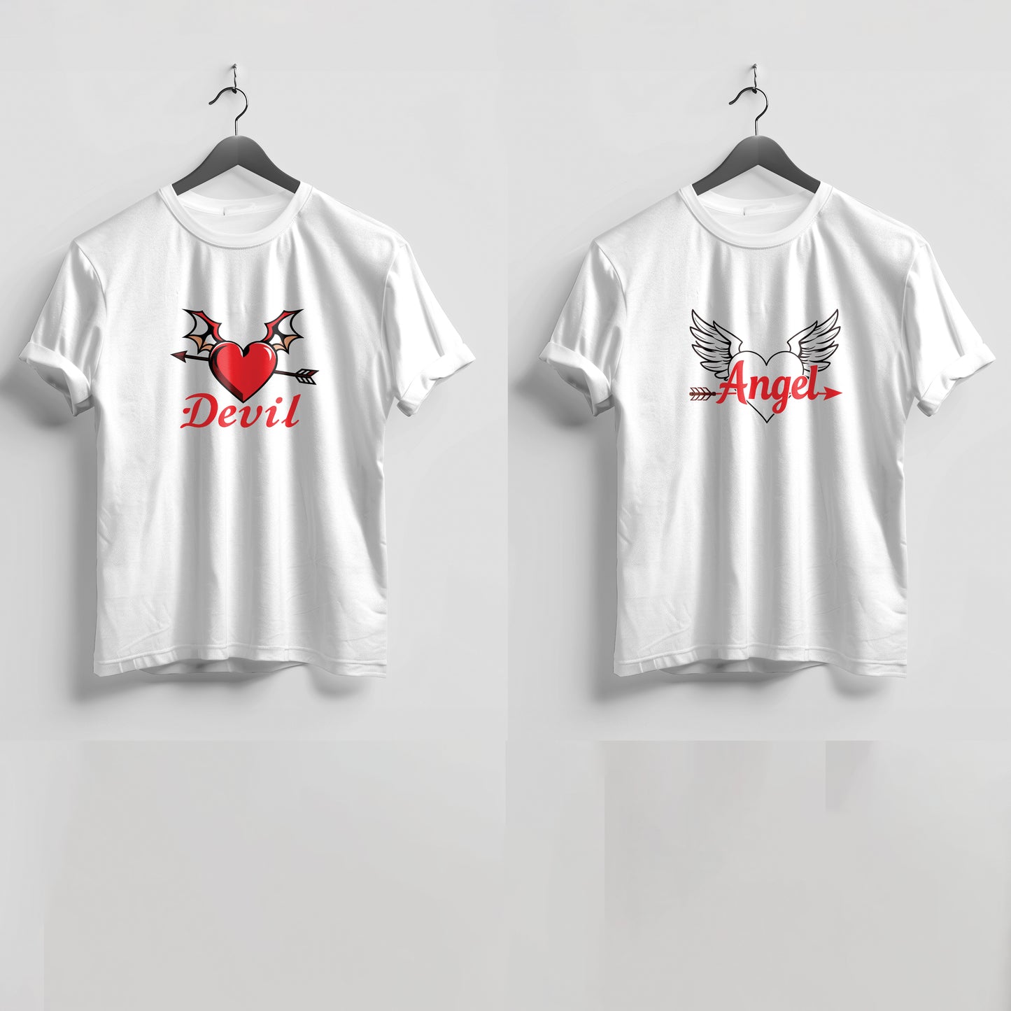 Valentine’s Day Matching Couple T-Shirts – Stylish Half Sleeve Custom Printed Tees for Him & Her – Heart-Themed Romantic Gifts – Premium Cotton Apparel – Perfect Valentine’s Day Gift (Pack of - 2)
