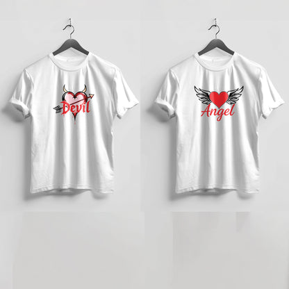 Valentine’s Day Matching Couple T-Shirts – Stylish Half Sleeve Custom Printed Tees for Him & Her – Heart-Themed Romantic Gifts – Premium Cotton Apparel – Perfect Valentine’s Day Gift (Pack of - 2)
