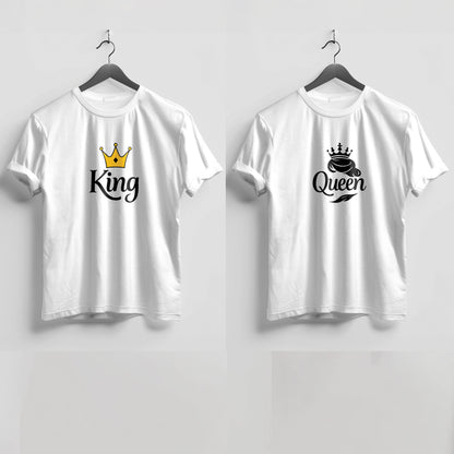 Valentine’s Day Matching Couple T-Shirts – Stylish Half Sleeve Custom Printed Tees for Him & Her – Heart-Themed Romantic Gifts – Premium Cotton Apparel – Perfect Valentine’s Day Gift (Pack of - 2)