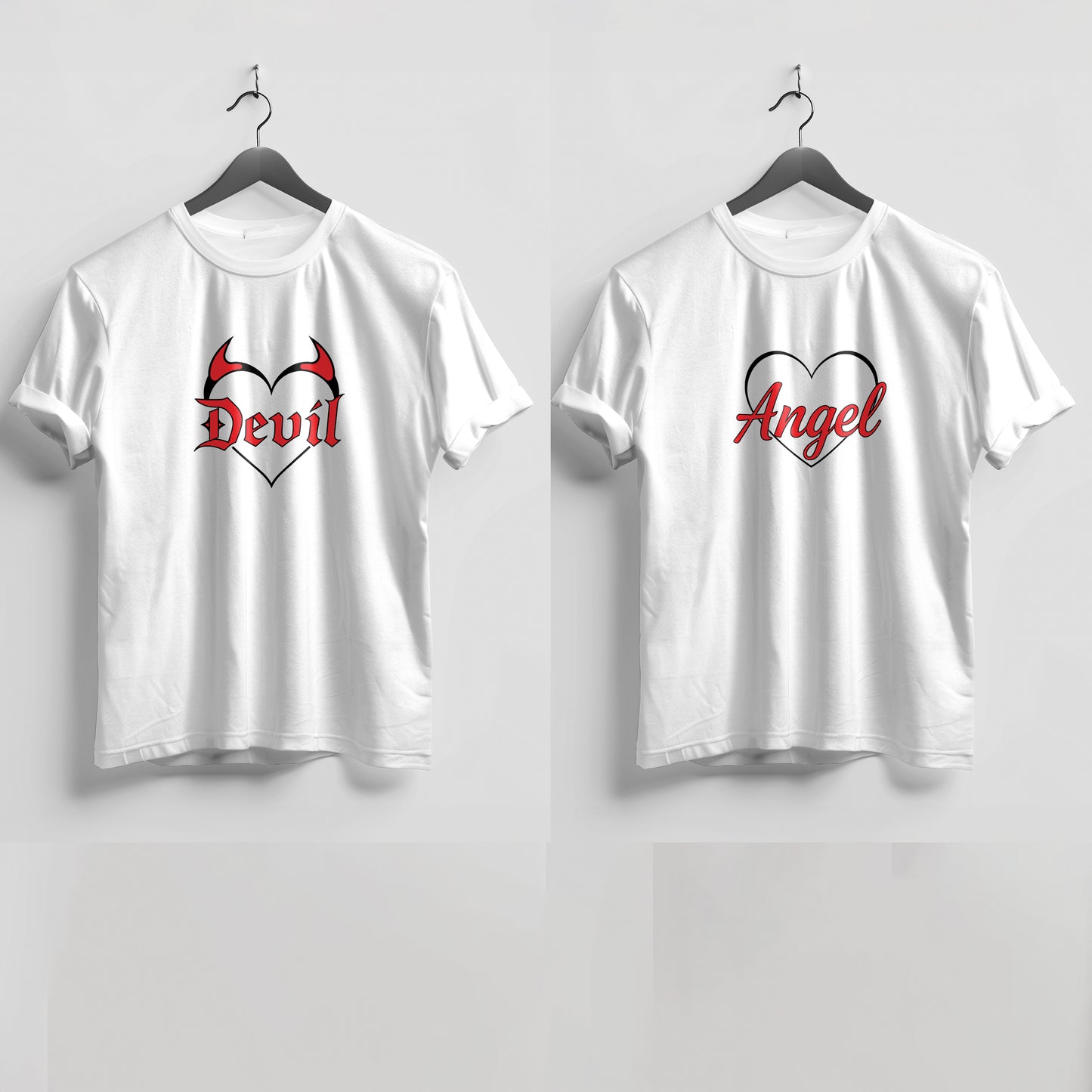 Valentine’s Day Matching Couple T-Shirts – Stylish Half Sleeve Custom Printed Tees for Him & Her – Heart-Themed Romantic Gifts – Premium Cotton Apparel – Perfect Valentine’s Day Gift (Pack of - 2)