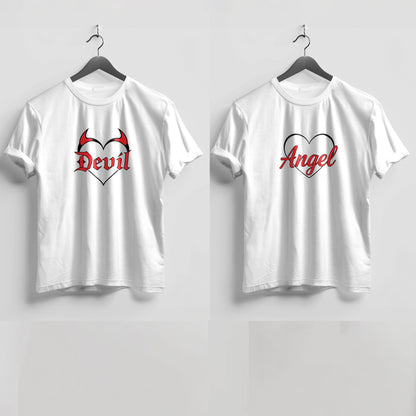 Valentine’s Day Matching Couple T-Shirts – Stylish Half Sleeve Custom Printed Tees for Him & Her – Heart-Themed Romantic Gifts – Premium Cotton Apparel – Perfect Valentine’s Day Gift (Pack of - 2)