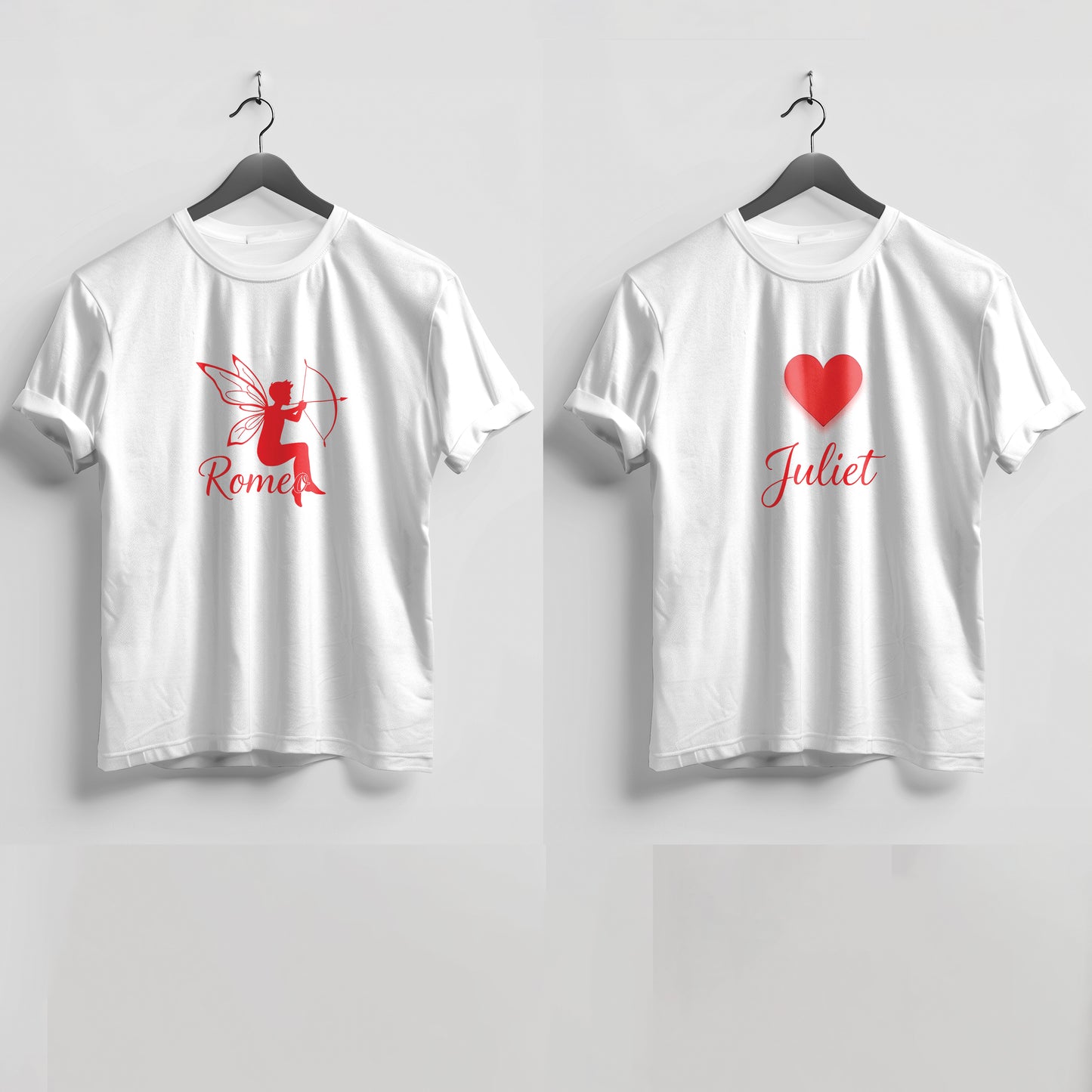 Valentine’s Day Matching Couple T-Shirts – Stylish Half Sleeve Custom Printed Tees for Him & Her – Heart-Themed Romantic Gifts – Premium Cotton Apparel – Perfect Valentine’s Day Gift (Pack of - 2)