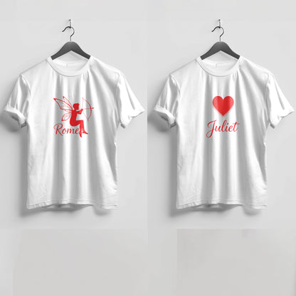 Valentine’s Day Matching Couple T-Shirts – Stylish Half Sleeve Custom Printed Tees for Him & Her – Heart-Themed Romantic Gifts – Premium Cotton Apparel – Perfect Valentine’s Day Gift (Pack of - 2)