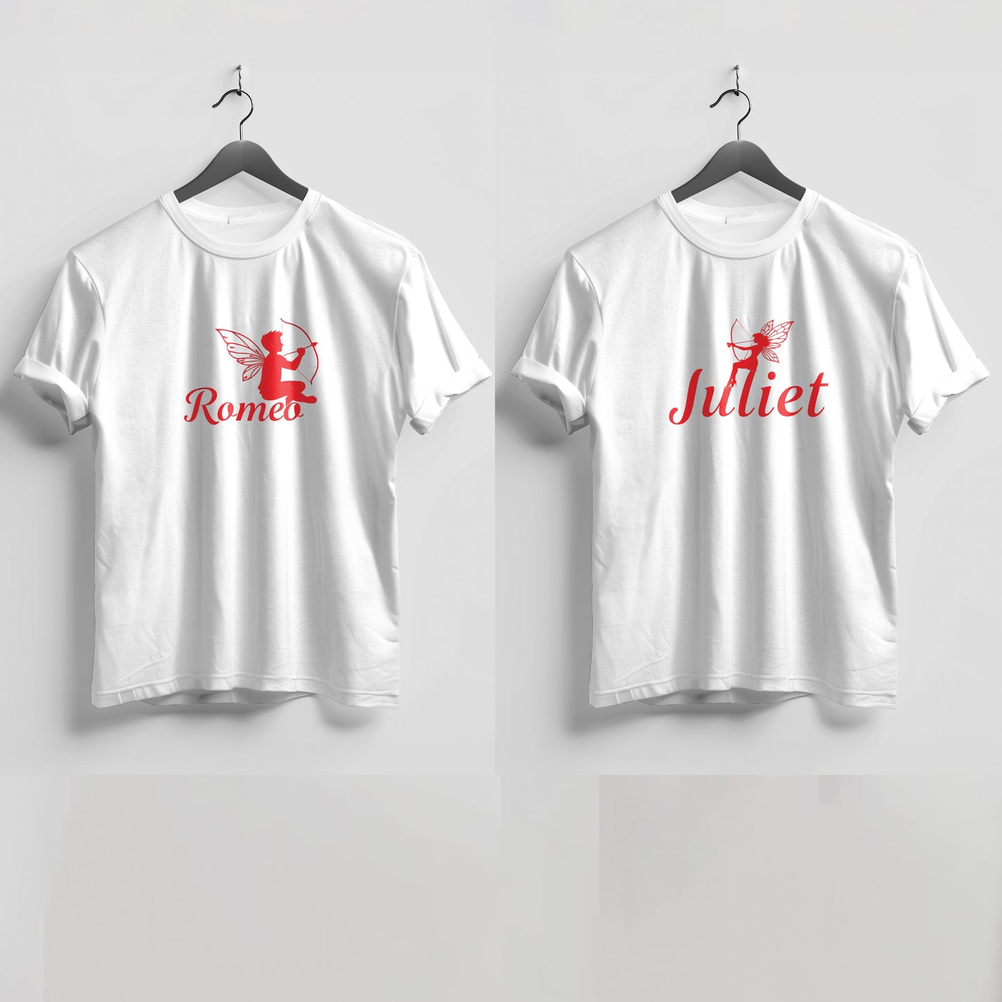 Valentine’s Day Matching Couple T-Shirts – Stylish Half Sleeve Custom Printed Tees for Him & Her – Heart-Themed Romantic Gifts – Premium Cotton Apparel – Perfect Valentine’s Day Gift (Pack of - 2)