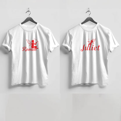 Valentine’s Day Matching Couple T-Shirts – Stylish Half Sleeve Custom Printed Tees for Him & Her – Heart-Themed Romantic Gifts – Premium Cotton Apparel – Perfect Valentine’s Day Gift (Pack of - 2)