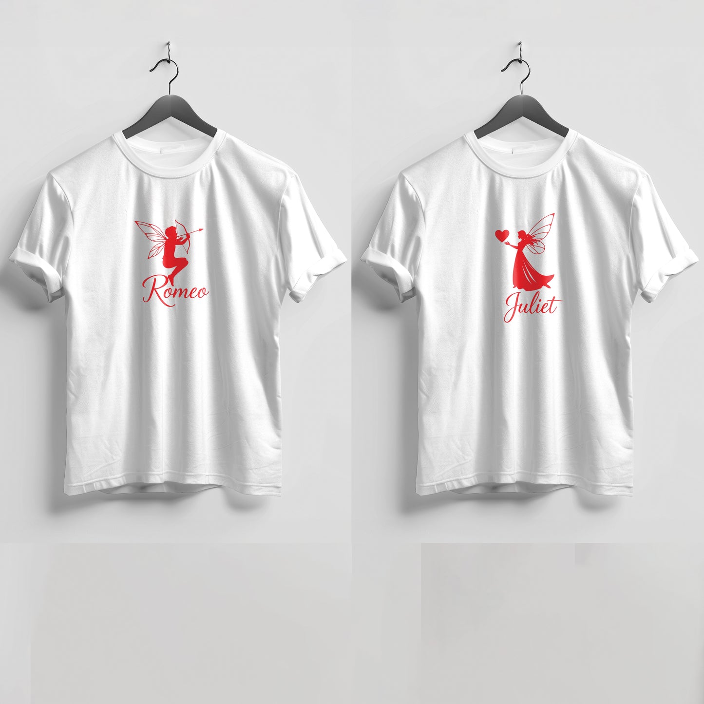 Valentine’s Day Matching Couple T-Shirts – Stylish Half Sleeve Custom Printed Tees for Him & Her – Heart-Themed Romantic Gifts – Premium Cotton Apparel – Perfect Valentine’s Day Gift (Pack of - 2)
