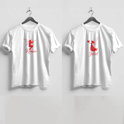 Valentine’s Day Matching Couple T-Shirts – Stylish Half Sleeve Custom Printed Tees for Him & Her – Heart-Themed Romantic Gifts – Premium Cotton Apparel – Perfect Valentine’s Day Gift (Pack of - 2)